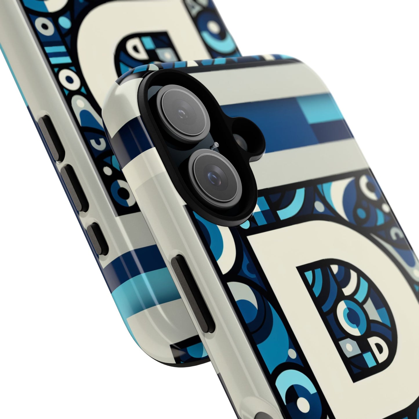 blue alphabet letter d phone case with 3d wrap and shock protection for kids and teens