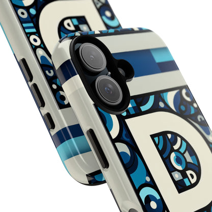 Blue Alphabet Letter D Phone Case with 3D Wrap and Shock Protection for Kids and Teens