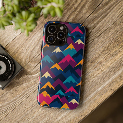 Multicolour Mountain Geometric Protective Phone Case – Stylish Accessory for Unique Self-Expression Compatible with iPhone 13, 14, 15 & 16 – all models including Pro, Pro Max & Plus