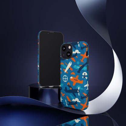 Vibrant 3D Airplane Print Phone Case in Blue – Fun Retro Design for Stylish Protection – Compatible with iPhone 13, 14, 15 & 16 – all models including Pro, Pro Max & Plus