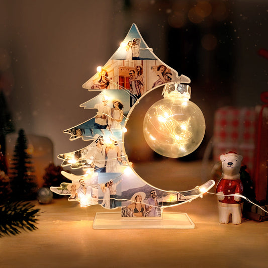 Custom Photo Night Light Personalized Christmas Tree Lamp Home Decor Gift for Kids and Adults, Unique LED Decorative Collage Light for Birthdays, Anniversaries and Christmas