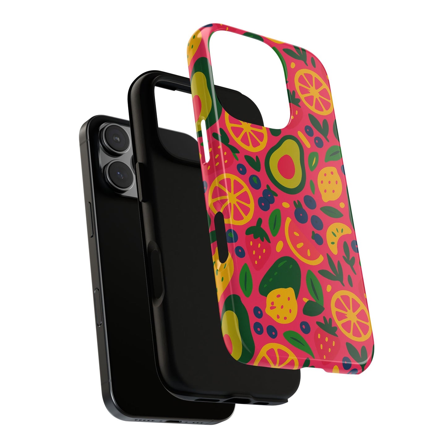 vibrant 3d fruit pattern protective phone case - playful accessory for individuality and stylish protection compatible with iphone 13, 14, 15 & 16 – all models including pro, pro max & plus