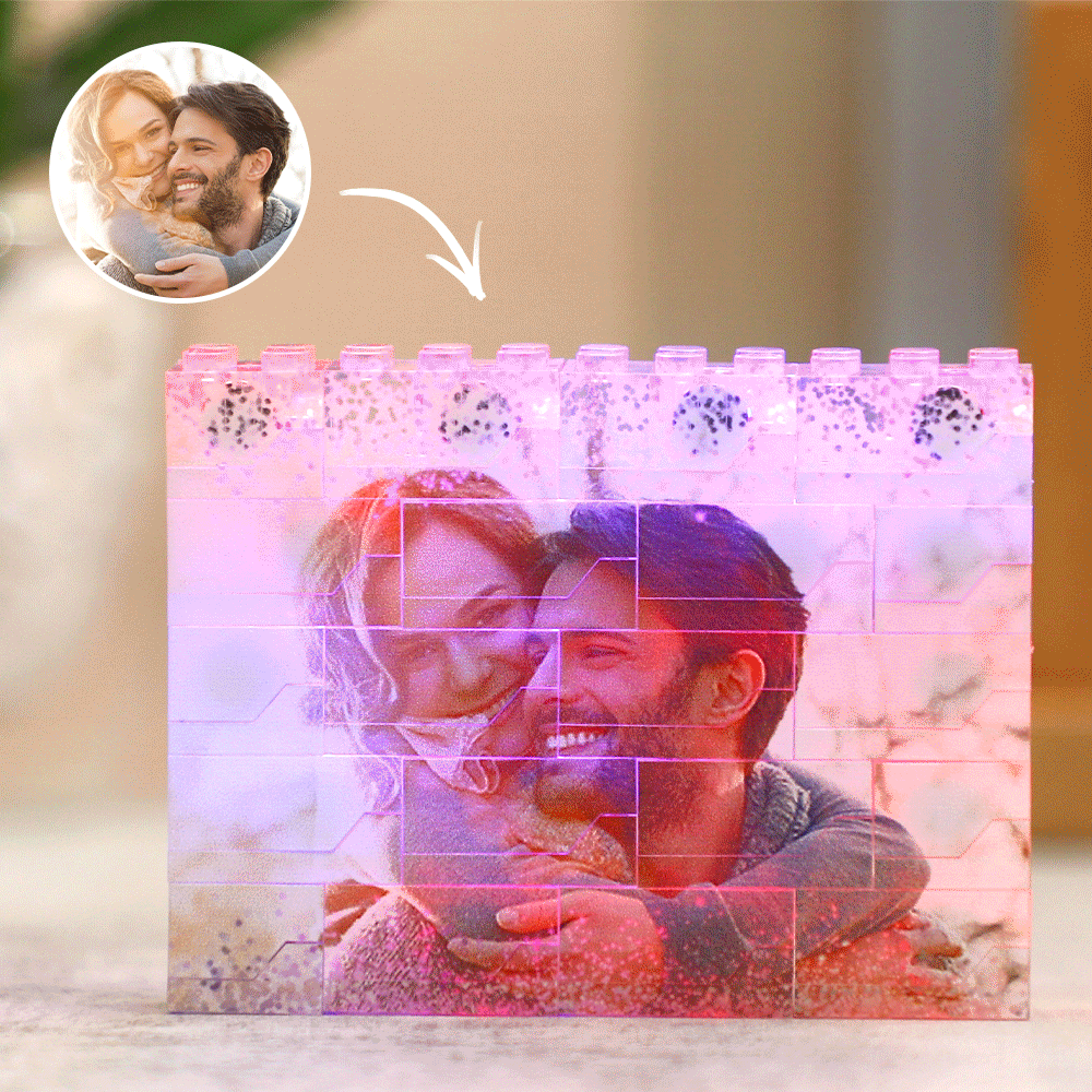 custom led light building brick white light up photo block for kids and adults, diy creative photo display, eco-friendly abs material, dimmable, various sizes available