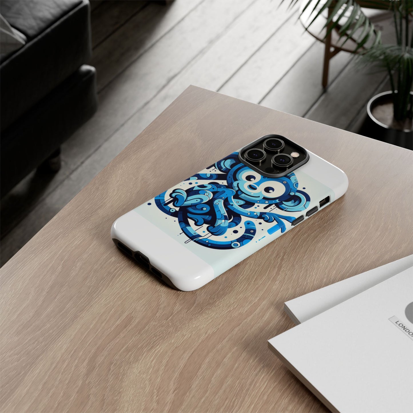 protective 3d wrap phone case with playful monkey design in blue – stylish protection for men and women compatible with iphone 13, 14, 15 & 16 – all models including pro, pro max & plus