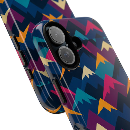 Multicolour Mountain Geometric Protective Phone Case – Stylish Accessory for Unique Self-Expression Compatible with iPhone 13, 14, 15 & 16 – all models including Pro, Pro Max & Plus