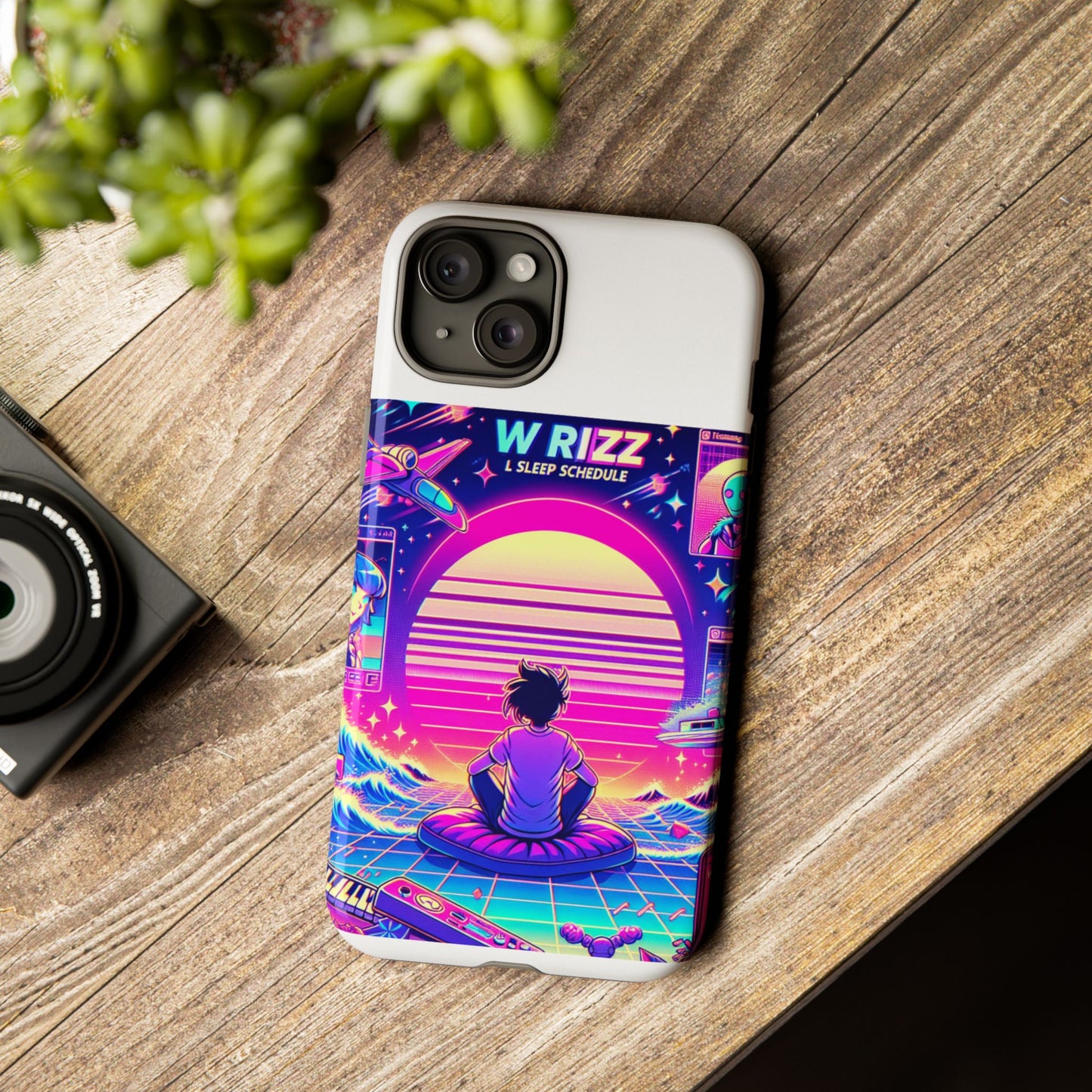 w rizz l sleep schedule protective phone case for anime lovers