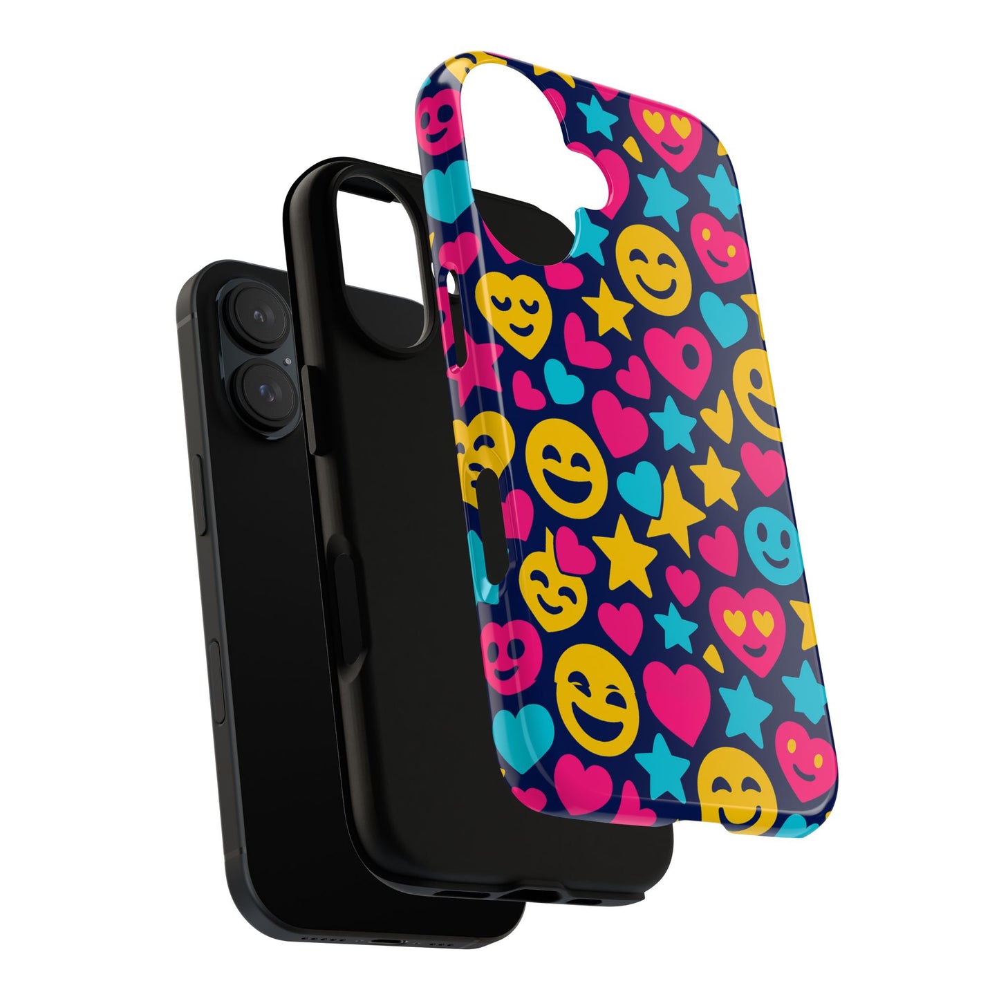 vibrant emoji protective phone case with 3d wrap design for fun style and robust protection compatible with iphone 13, 14, 15 & 16 – all models including pro, pro max & plus