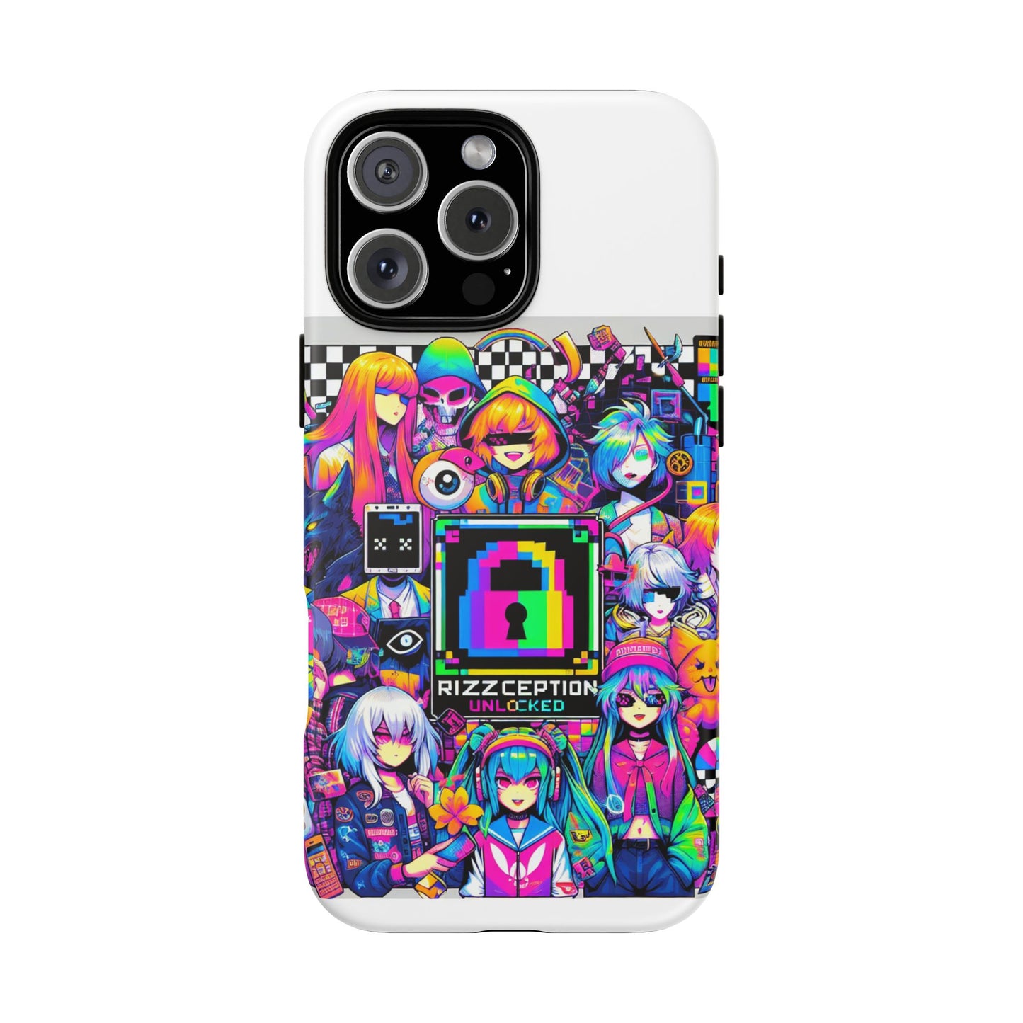 rizzception unlocked 3d wrap protective phone case for anime lovers, durable silicone liner, uv protected, stylish accessories for smartphones