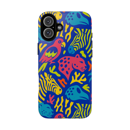 Vibrant Animal Print Protective Phone Case for Stylish Protection with Multicolour Design – Compatible with iPhone 13, 14, 15 & 16 – All Models Including Pro, Pro Max & Plus