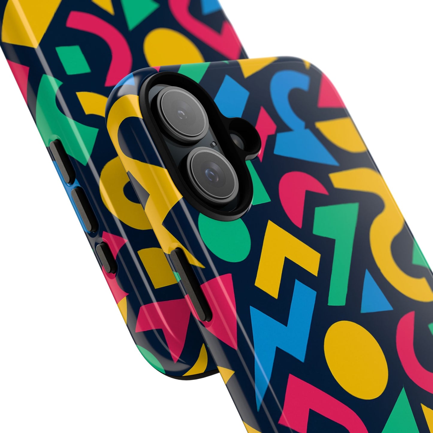 vibrant 3d geometric print phone case for men and women – stylish protection with multicolour design, compatible with iphone 13, 14, 15 & 16 – all models including pro, pro max & plus