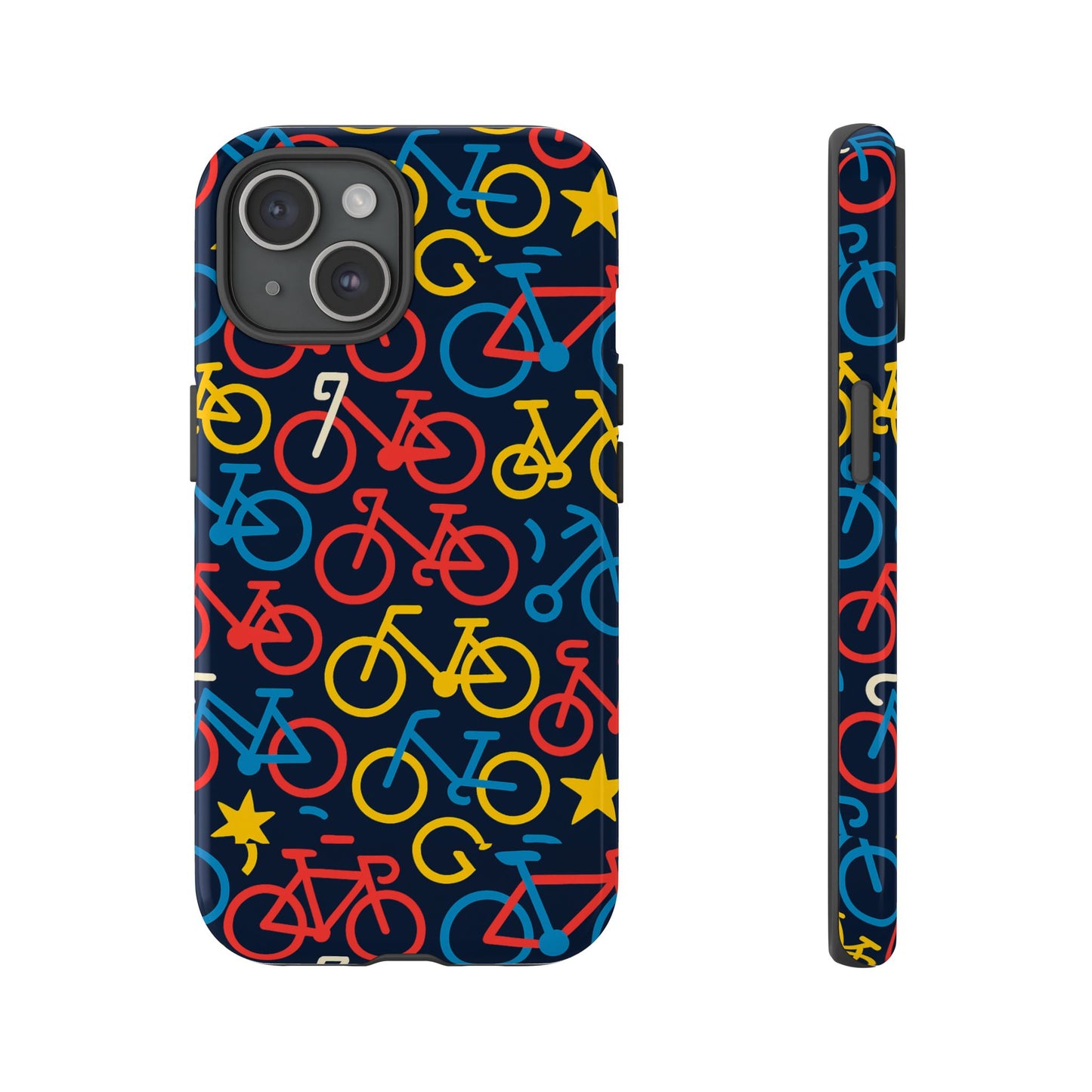 multicolor bicycle pattern protective phone case – vibrant 3d design for stylish protection – compatible with iphone 13, 14, 15 & 16 – all models including pro, pro max & plus