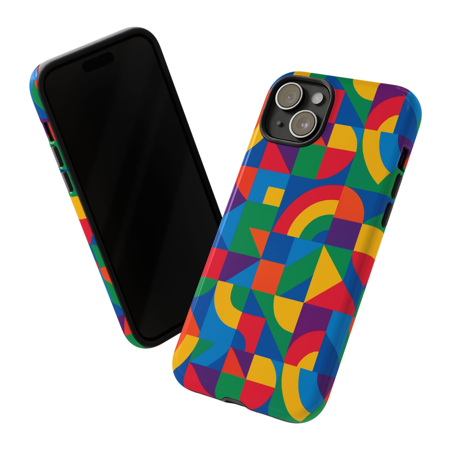 vibrant 3d geometric phone case with bold design stylish protection accessory compatible with iphone 13, 14, 15 & 16 – all models including pro, pro max & plus