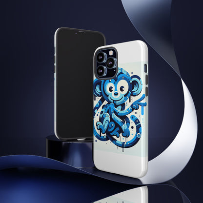 Protective 3D Wrap Phone Case with Playful Monkey Design in Blue – Stylish Protection for Men and Women Compatible with iPhone 13, 14, 15 & 16 – all models including Pro, Pro Max & Plus