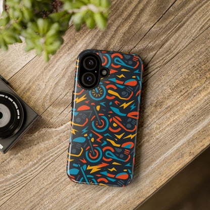 Multicolour 3D Wrap Phone Case with Fun Motorcycle Design, Stylish Protective Accessory for Men and Women, Compatible with iPhone 13, 14, 15 & 16 – all models including Pro, Pro Max & Plus