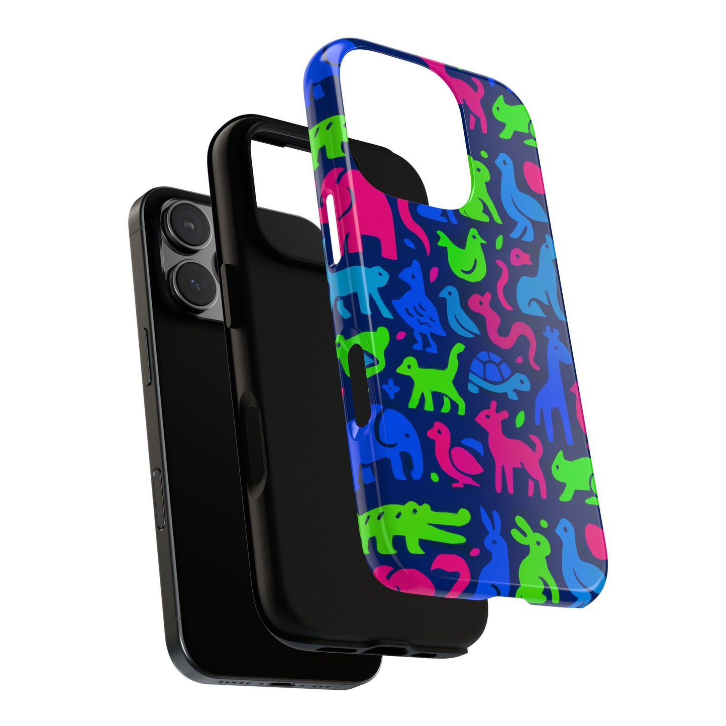 vibrant animal print phone case with 3d design for stylish protection compatible with iphone 13, 14, 15 & 16 – all models including pro, pro max & plus