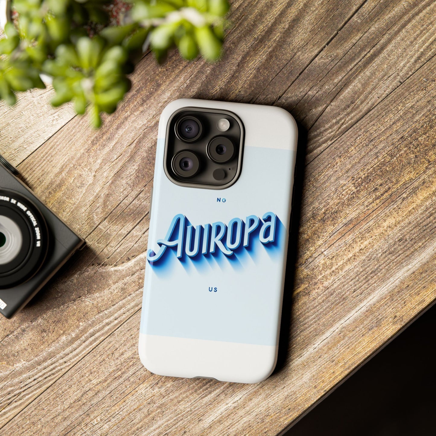 protective phone case with retro typography design in blue for stylish protection, compatible with iphone 13, 14, 15 & 16 – all models including pro, pro max & plus