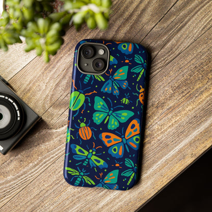 Vibrant Insect Pattern Protective Phone Case for Stylish Protection – Multicolour 3D Design Compatible with iPhone 13, 14, 15 & 16 – all models including Pro, Pro Max & Plus
