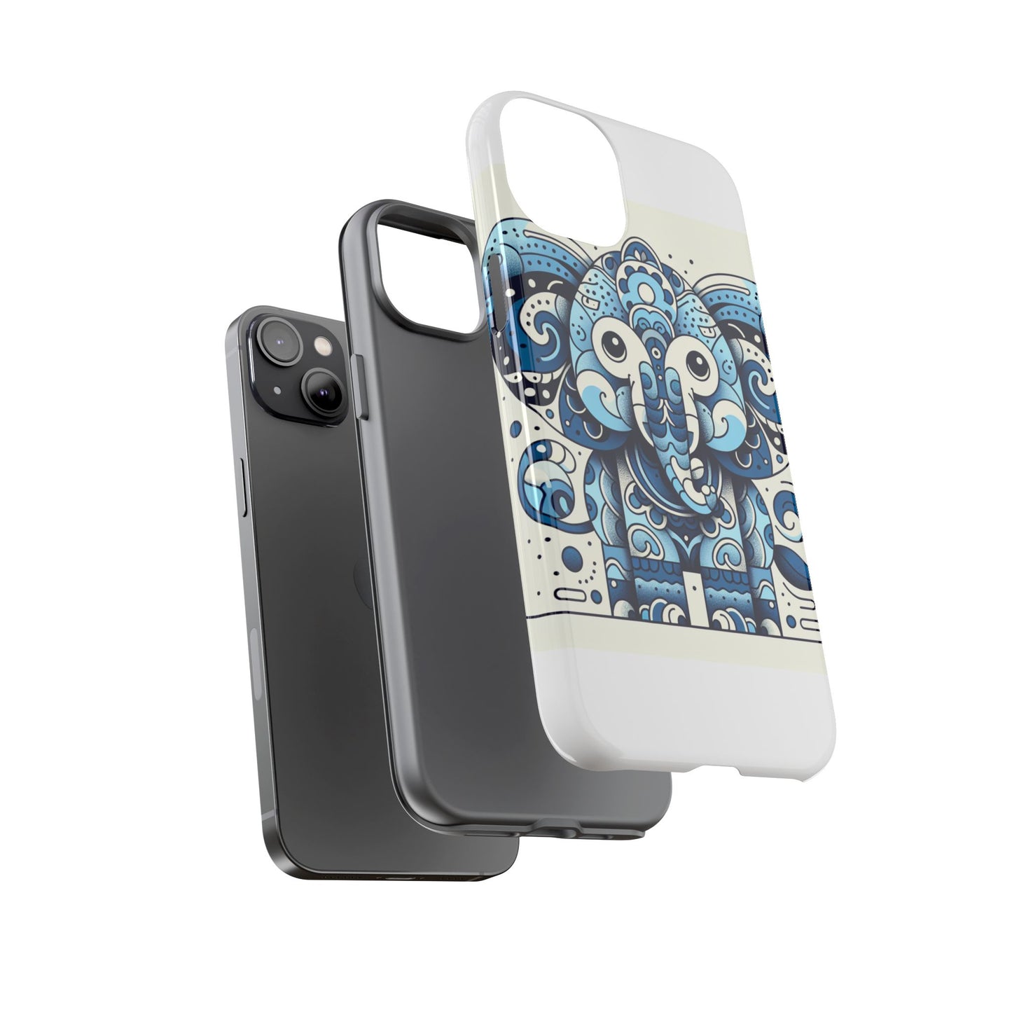 vibrant 3d elephant print protective phone case with colourful graphic design – stylish accessory compatible with iphone 13, 14, 15 & 16 – all models including pro, pro max & plus