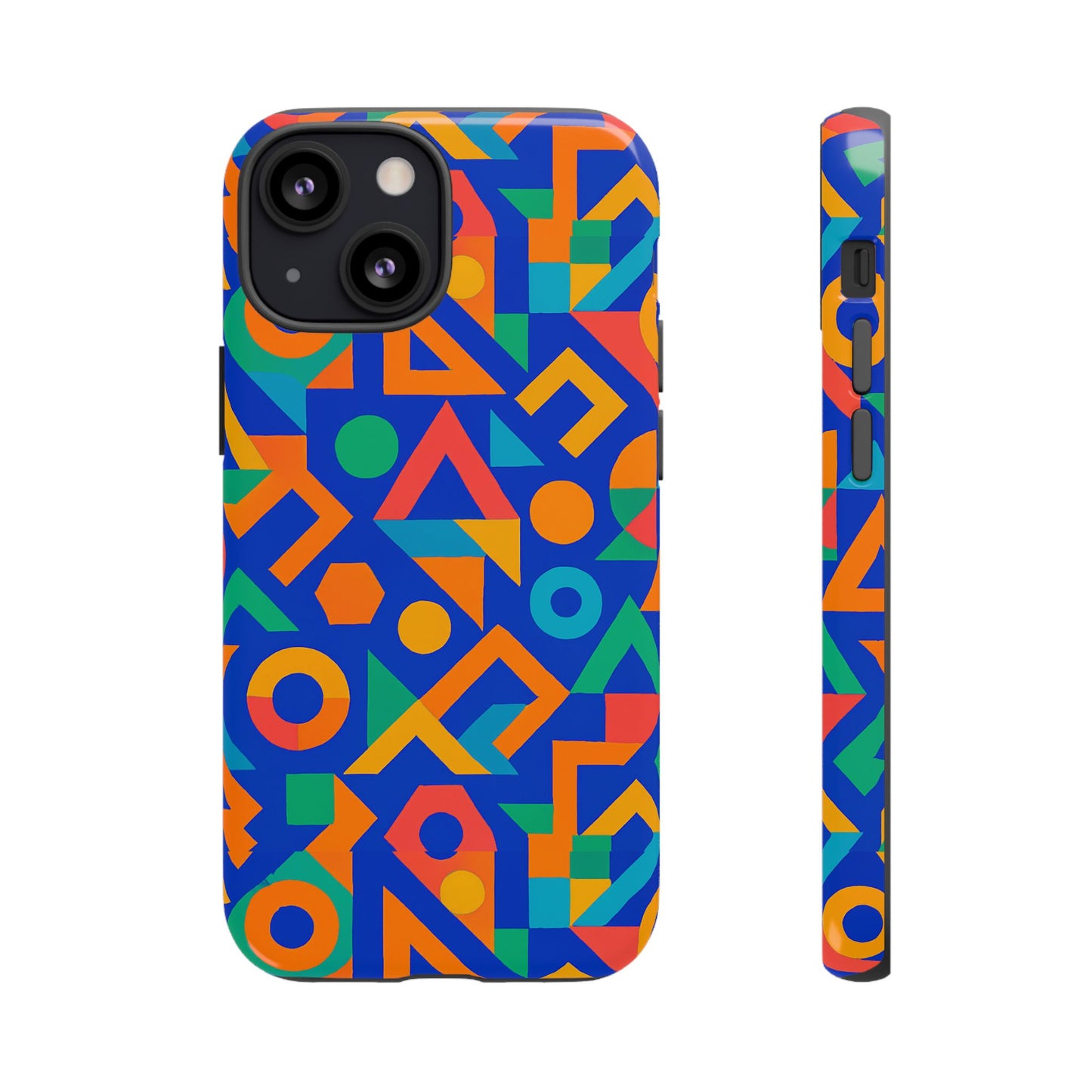 multicolour geometric 3d wrap protective phone case – vibrant accessory for creative individuals compatible with iphone 13, 14, 15 & 16 – all models including pro, pro max & plus