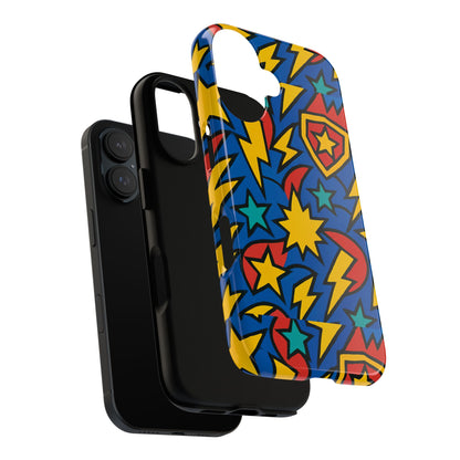 Multicolour Superhero Phone Case with 3D Design for Playful Protection Compatible with iPhone 13, 14, 15 & 16 – all models including Pro, Pro Max & Plus