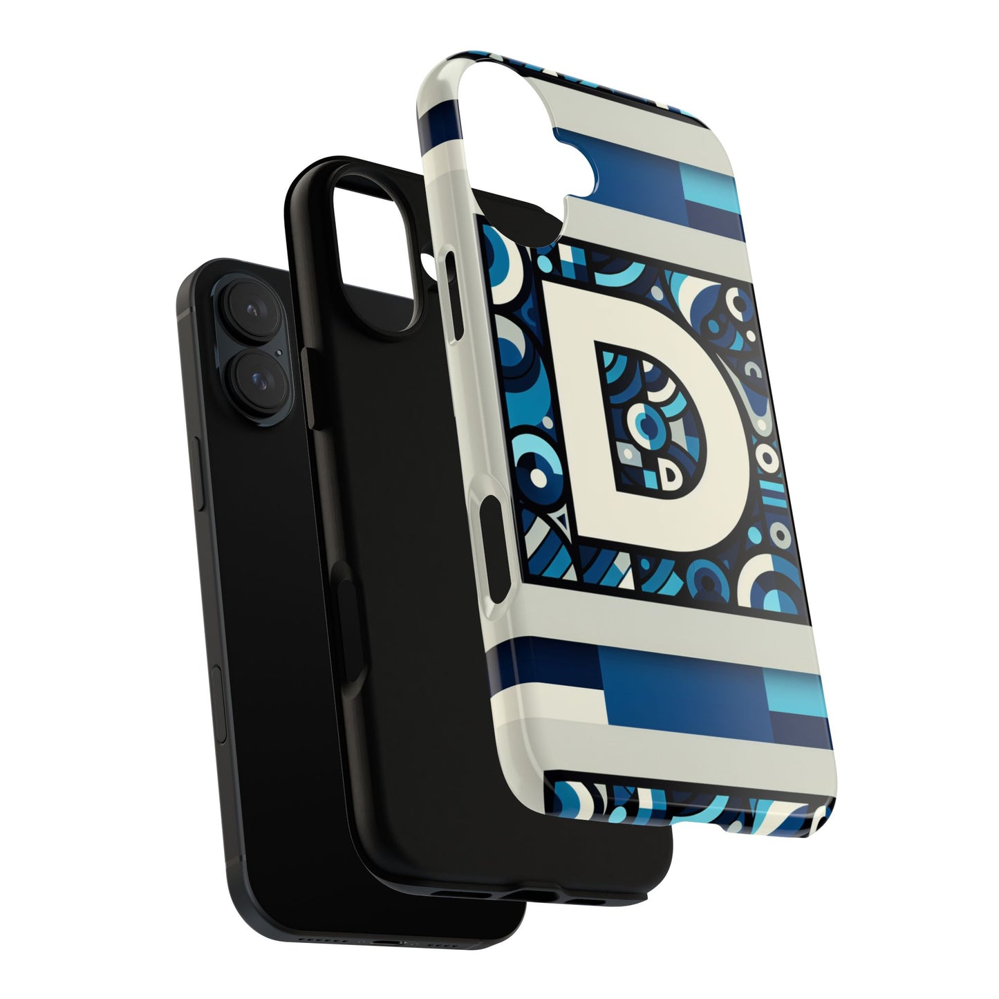 blue alphabet letter d phone case with 3d wrap and shock protection for kids and teens