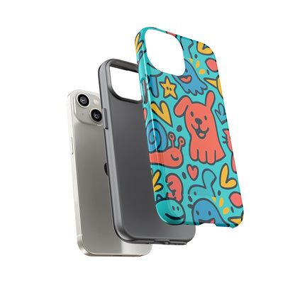 Vibrant Colourful Protective Phone Case with Fun Animal Cartoon Design – Stylish Protection for Kids and Adults Compatible with iPhone 13, 14, 15 & 16 – All Models Including Pro, Pro Max & Plus
