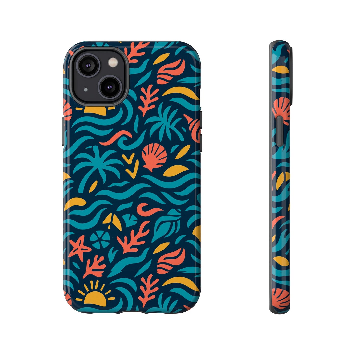 vibrant tropical pattern phone case with 3d design for stylish protection compatible with iphone 13, 14, 15 & 16 – all models including pro, pro max & plus