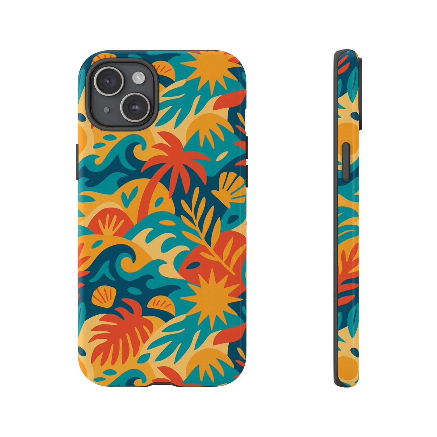vibrant tropical phone case for stylish protection with 3d wrap design – unisex fashion accessory compatible with iphone 13, 14, 15 & 16 – all models including pro, pro max & plus