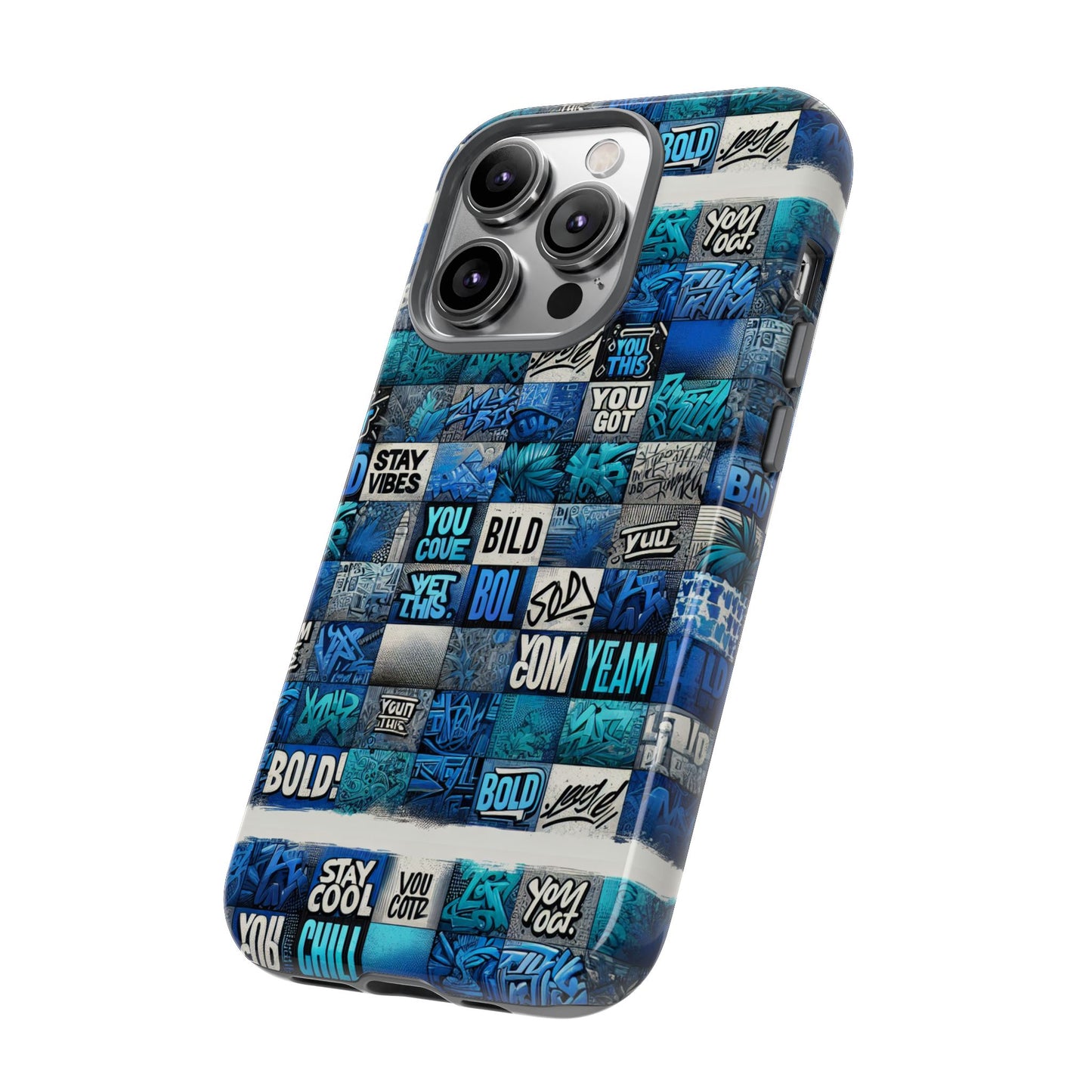 vibrant 3d graphic protective phone case with blue design – playful accessory for stylish protection compatible with iphone 13, 14, 15 & 16 – all models including pro, pro max & plus