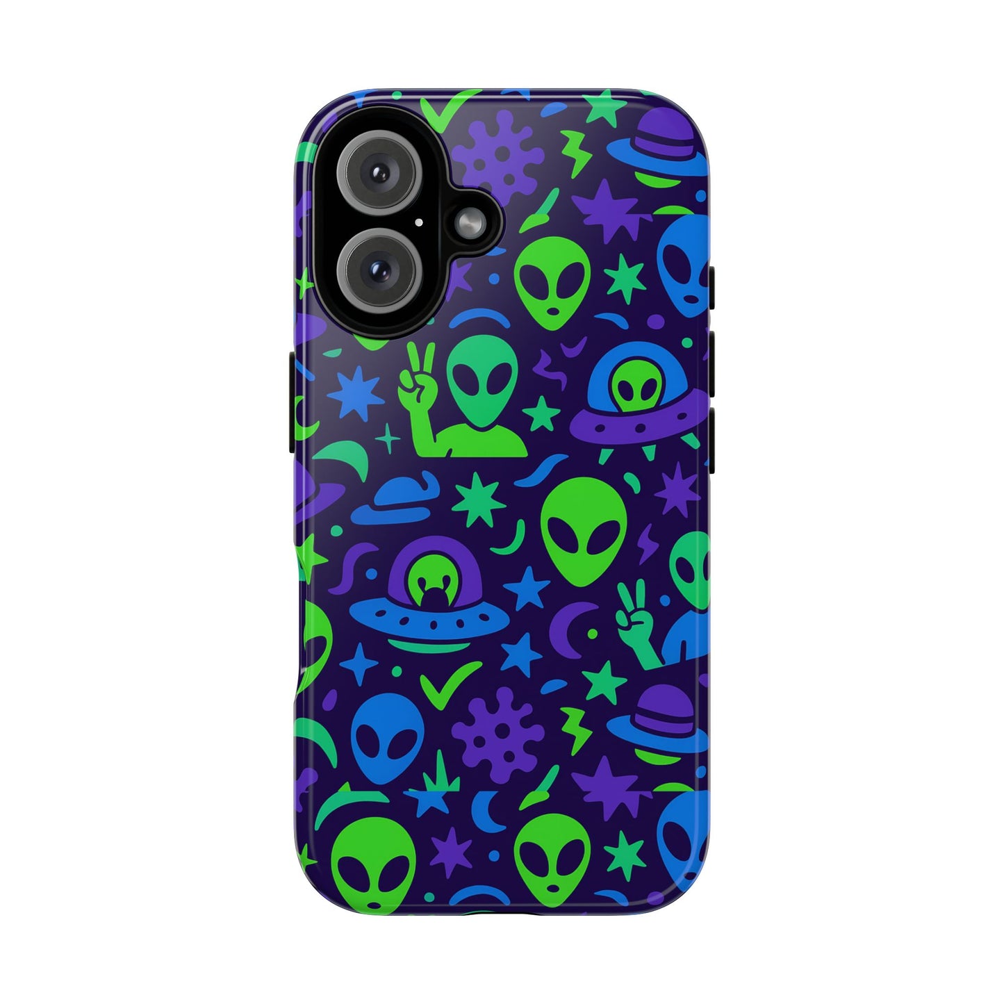 multicolour alien 3d wrap protective phone case, playful anime design for unisex self-expression, stylish protection, compatible with iphone 13, 14, 15 & 16 – all models including pro, pro max & plus