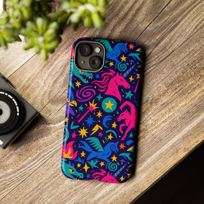Vibrant Fantasy Unicorns Protective Phone Case – Colourful 3D Design for Stylish Protection – Compatible with iPhone 13, 14, 15 & 16 – All Models Including Pro, Pro Max & Plus