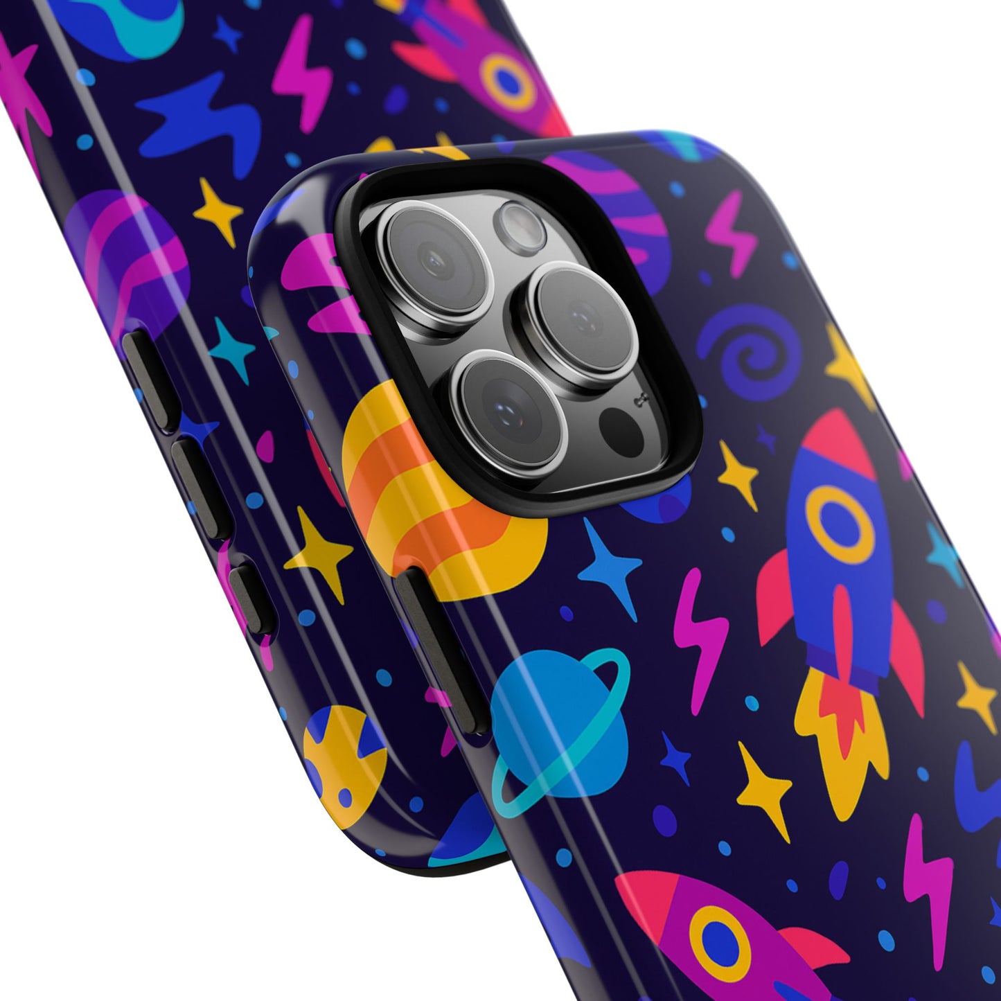 vibrant 3d wrap protective phone case with playful space theme for stylish self-expression compatible with iphone 13, 14, 15 & 16 – all models including pro, pro max & plus