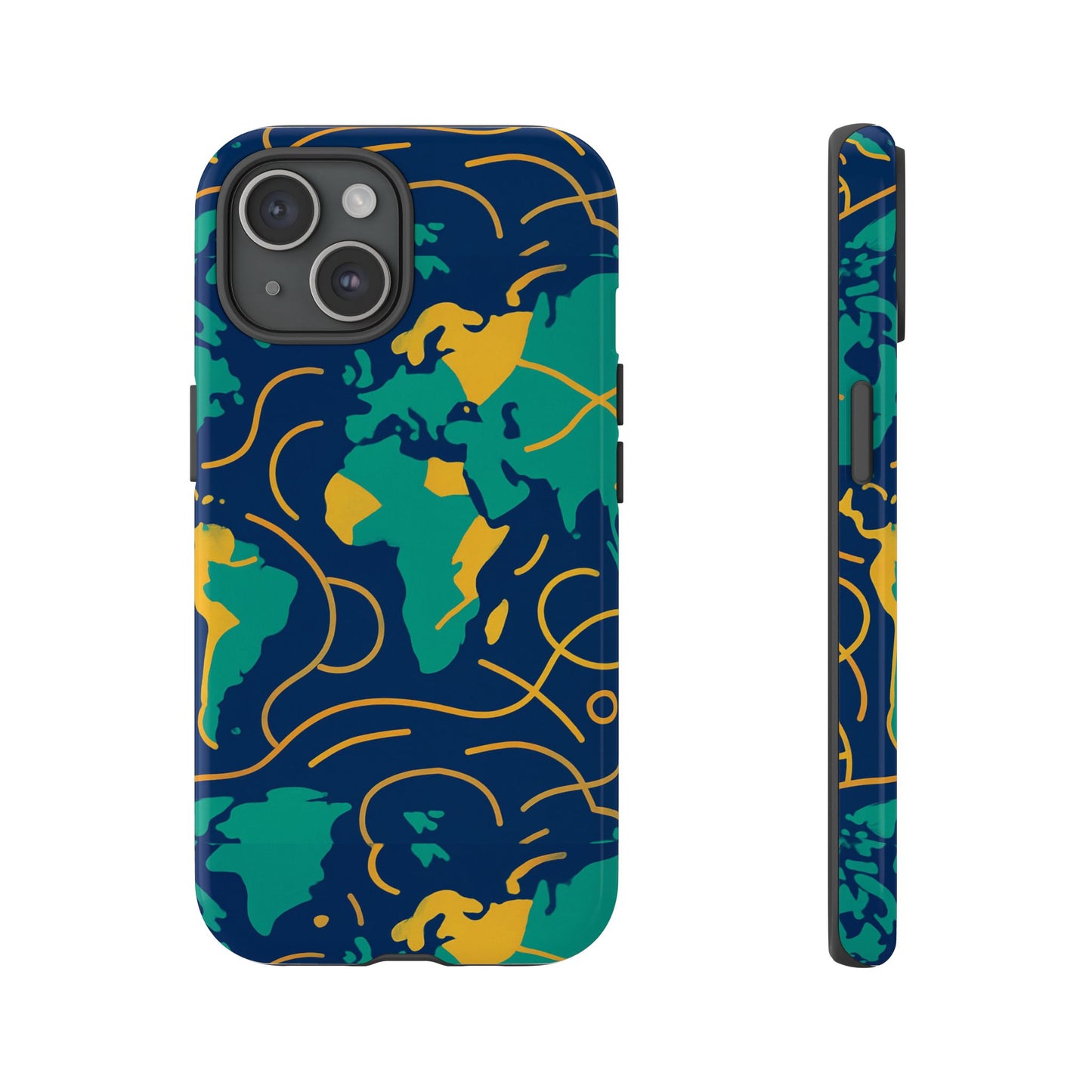 multicolour geometric map 3d wrap protective phone case for men and women, stylish shockproof accessory, compatible with iphone 13, 14, 15 & 16 – all models including pro, pro max & plus