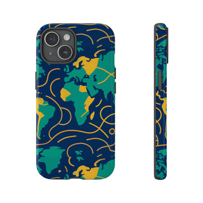 Multicolour Geometric Map 3D Wrap Protective Phone Case for Men and Women, Stylish Shockproof Accessory, Compatible with iPhone 13, 14, 15 & 16 – all models including Pro, Pro Max & Plus