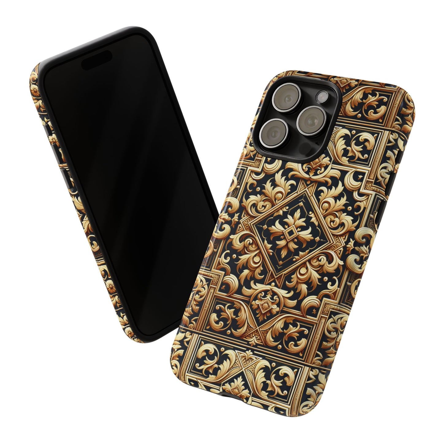 pattern image 3 vibrant shockproof phone case for anime and comic fans, ornate baroque design, stylish protection, compatible with iphone 13, 14, 15 & 16 – all models including pro, pro max & plus