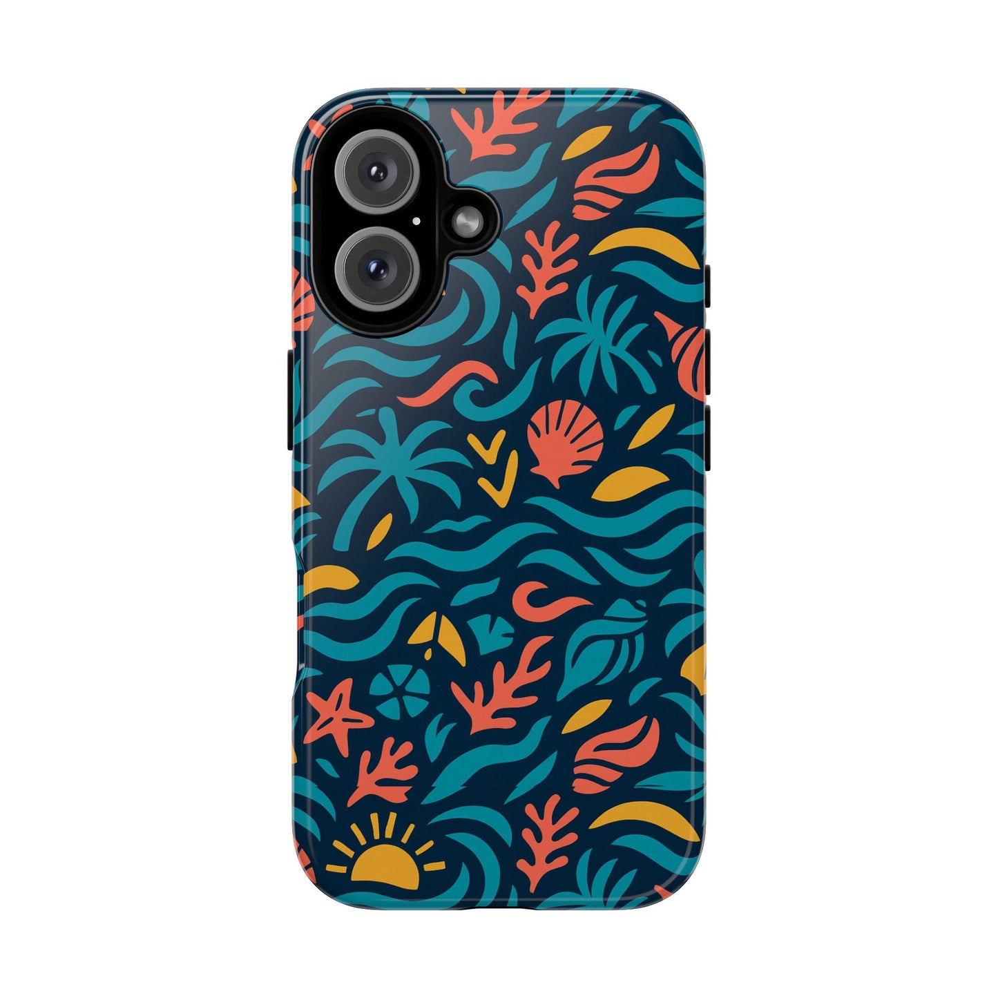 vibrant tropical pattern phone case with 3d design for stylish protection compatible with iphone 13, 14, 15 & 16 – all models including pro, pro max & plus