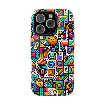 Pattern Image 9 Vibrant Shockproof Phone Case for Anime and Comic Fans with Bold Geometric Design, Durable Finish, and Impact Protection Compatibility with iPhone 13, 14, 15 & 16 – all models including Pro, Pro Max & Plus