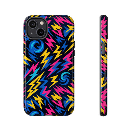 Vibrant Lightning Bolt Protective Phone Case with 3D Wrap Design for Trendy Aesthetic Accessories Compatible with iPhone 13, 14, 15 & 16 – all models including Pro, Pro Max & Plus