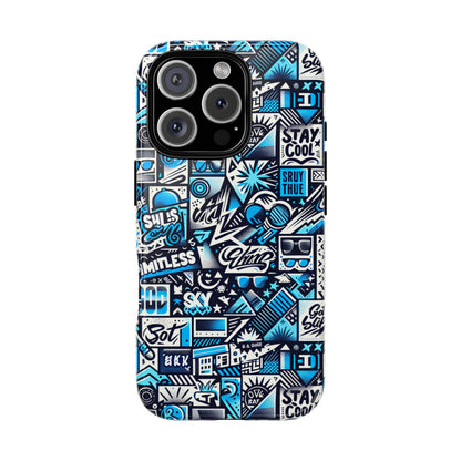 Vibrant 3D Wrap Stylish Protective Phone Case in Playful Blue and Black Design for Trendsetters Compatible with iPhone 13, 14, 15 & 16 – all models including Pro, Pro Max & Plus