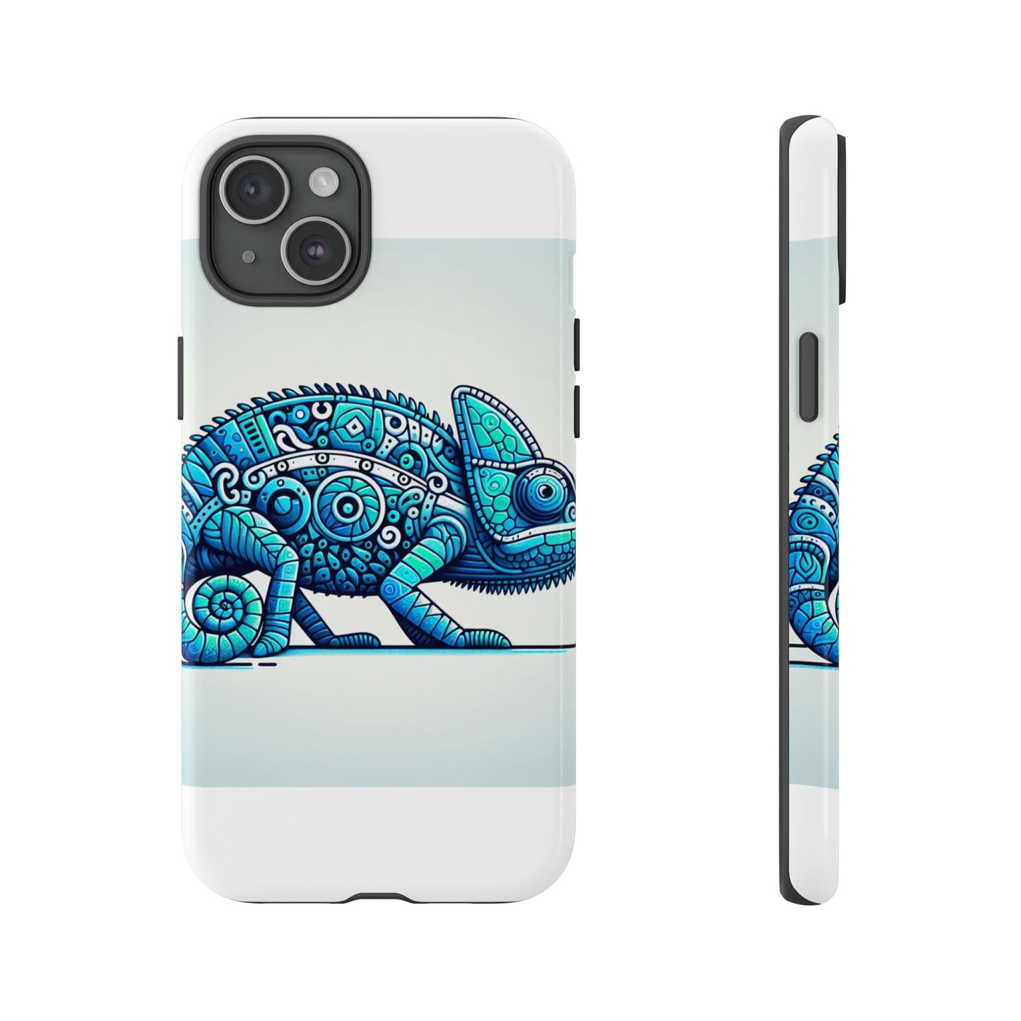 vibrant 3d chameleon print glossy phone case for eye-catching protection compatible with iphone 13, 14, 15 & 16 – all models including pro, pro max & plus