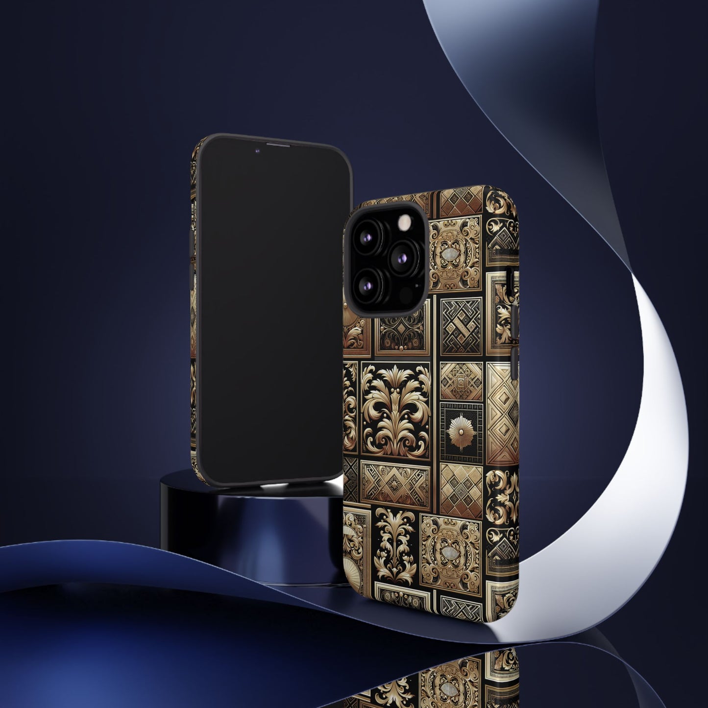 pattern image 4 vibrant 3d phone case for anime and comic fans with baroque gold ornate design compatible with iphone 13, 14, 15 & 16 – all models including pro, pro max & plus
