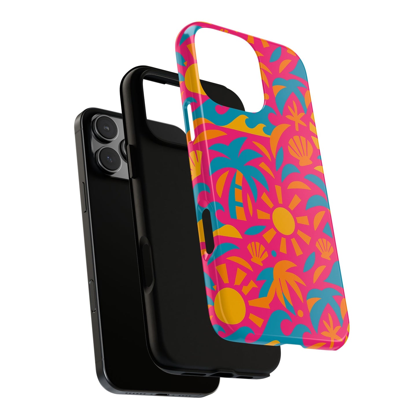 vibrant tropical 3d wrap design protective phone case with retro style – bold accessory for self-expression compatible with iphone 13, 14, 15 & 16 – all models including pro, pro max & plus