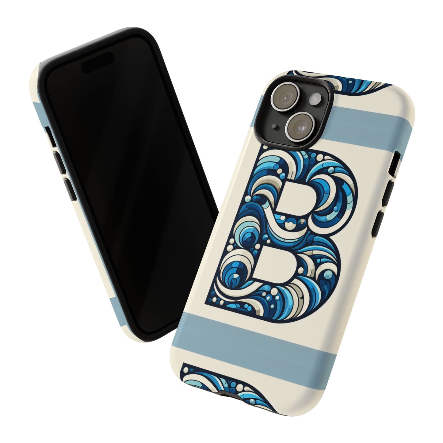 blue alphabet letter b phone case with 3d wrap and shock protection for kids and teens durable tpu cover with vibrant design