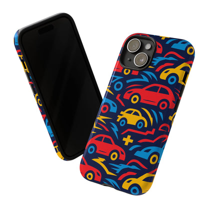 Multicolour Retro 3D Wrap Protective Phone Case with Vibrant Car Design for Stylish Protection Compatible with iPhone 13, 14, 15 & 16 – all models including Pro, Pro Max & Plus