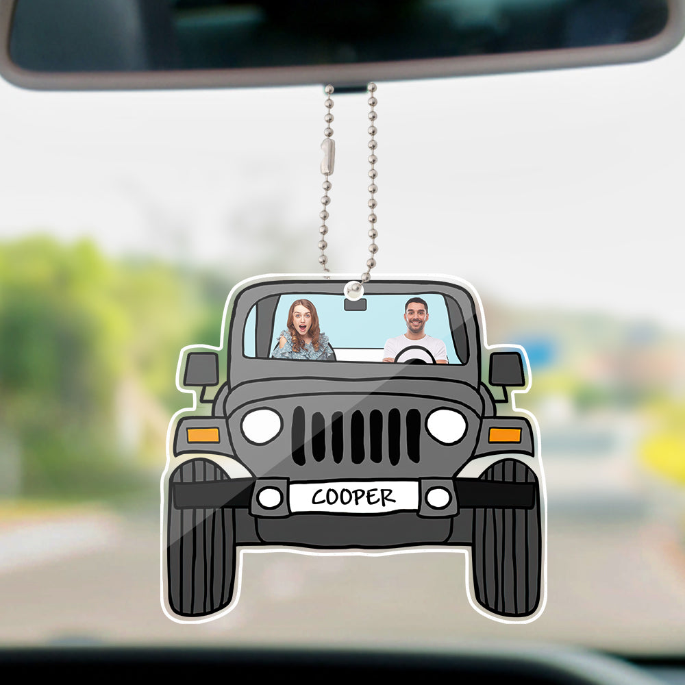 personalized off road car photos hanging ornament - acrylic decor with copper chain, lightweight and stylish interior decoration