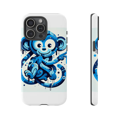 Protective 3D Wrap Phone Case with Playful Monkey Design in Blue – Stylish Protection for Men and Women Compatible with iPhone 13, 14, 15 & 16 – all models including Pro, Pro Max & Plus