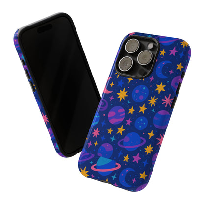 Vibrant Space Theme Protective Phone Case for Unisex – Colourful 3D Design Fashion Accessory Compatible with iPhone 13, 14, 15 & 16 – All Models Including Pro, Pro Max & Plus