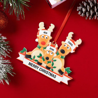 Custom Name Reindeer Family Xmas Ornament Personalised Decoration Gifts for Christmas Tree