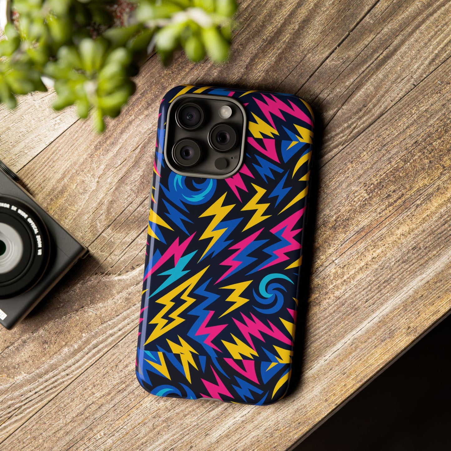 vibrant lightning bolt protective phone case with 3d wrap design for trendy aesthetic accessories compatible with iphone 13, 14, 15 & 16 – all models including pro, pro max & plus