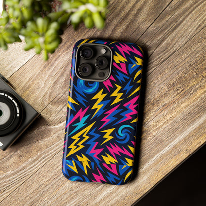 Vibrant Lightning Bolt Protective Phone Case with 3D Wrap Design for Trendy Aesthetic Accessories Compatible with iPhone 13, 14, 15 & 16 – all models including Pro, Pro Max & Plus